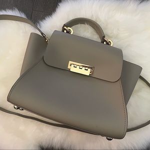 Zac Posen Eartha Iconic Top-Handle Handbag in Taupe Color